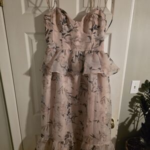 Petal & Pup Floral Midi Dress - Pink and Gray